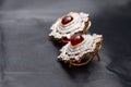 Silver handmade earrings with red ruby and gold outlined