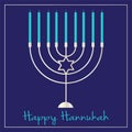 Silver Hannukah menorah graphic on blue Royalty Free Stock Photo