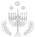 Yiddish and Jewish candelabrum with candles