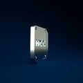 Silver Hard disk drive HDD icon isolated on blue background. Minimalism concept. 3d illustration 3D render