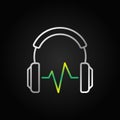 Silver Headphones with green sound wave vector icon Royalty Free Stock Photo