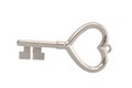 Silver heart key isolated on white background. 3D illustration Royalty Free Stock Photo