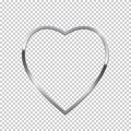 Silver heart shape border isolated on transparent background. Vector golden frame. Royalty Free Stock Photo