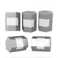 Silver hexagon box packaging with clipping path