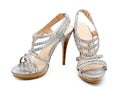 Silver high heel women shoe isolated