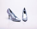 Silver high heels Royalty Free Stock Photo