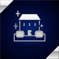 Silver Home cleaning service concept icon isolated on dark blue background. Building and house. Vector Royalty Free Stock Photo
