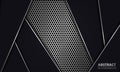 Silver honeycomb textured grid with black shape. Grey metal hexagon carbon fiber abstract background Royalty Free Stock Photo