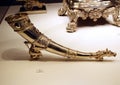 Silver horn with a horse`s head in the Faberge Museum.