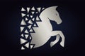 Silver horse silhouette on dark background. Royalty Free Stock Photo