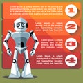 Silver humanoid robot presenting info graphic