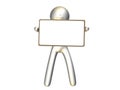 Silver icon figure with blank message board