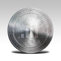 Silver iconomi coin on white background 3d rendering Royalty Free Stock Photo