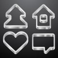 Silver icons of house, bubble, heart, tree Royalty Free Stock Photo