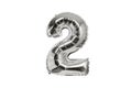 Silver inflatable balloon number two. White background. Isolate Royalty Free Stock Photo