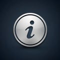 Silver information icon with a lowercase \