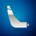 Silver Inhaler icon isolated on blue background. Breather for cough relief, inhalation, allergic patient. Vector