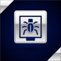 Silver Insects in a frame icon isolated on dark blue background. Herbarium. Vector Royalty Free Stock Photo
