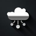 Silver Internet of things icon isolated on black background. Cloud computing design concept. Digital network connection Royalty Free Stock Photo