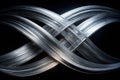 Silver intersecting streamlines on black background Royalty Free Stock Photo