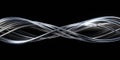 Silver Intersecting Streamlines on Black Background Royalty Free Stock Photo