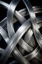 Silver Intersecting Streamlines on Black Background Royalty Free Stock Photo