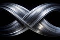 Silver intersecting streamlines on black background Royalty Free Stock Photo