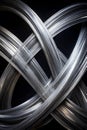 Silver intersecting streamlines on black background Royalty Free Stock Photo