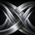 Silver intersecting streamlines on black background Royalty Free Stock Photo