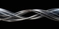 Silver intersecting streamlines on black background Royalty Free Stock Photo