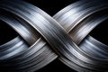 Silver intersecting streamlines on black background Royalty Free Stock Photo