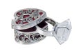 Silver Intricate Heart Box and Diamond Engagement Ring