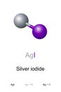 Silver iodide, AgI, chemical formula and structure Royalty Free Stock Photo