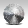 Silver iota coin on white background 3d rendering