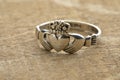 Silver Irish Claddagh ring Royalty Free Stock Photo