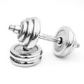 silver iron dumbbell isolated on white