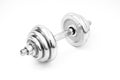 silver iron dumbbell isolated on white Royalty Free Stock Photo