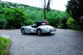 Silver Jaguar XK120 OTS during the 1000 Miglia, in Brescia