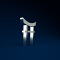 Silver Japan Gate icon isolated on blue background. Torii gate sign. Japanese traditional classic gate symbol