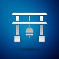 Silver Japan Gate icon isolated on blue background. Torii gate sign. Japanese traditional classic gate symbol. Vector