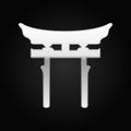 Silver Japan Gate. Torii icon on black background