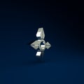 Silver Japanese ninja shuriken icon isolated on blue background. Minimalism concept. 3d illustration 3D render