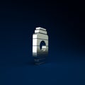 Silver Japanese paper lantern icon isolated on blue background. Minimalism concept. 3d illustration 3D render