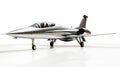 Silver Jet With Jet Engine On White Background