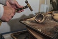 Silver jewlery artisan at work