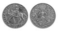 1977 Silver Jubilee Crown coin. Horse and coronation regalia. Royalty Free Stock Photo