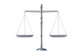 Silver justice scale isolated on white background Royalty Free Stock Photo