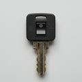 Silver key with a black plastic head featuring an embedded rocker switch, possibly for Royalty Free Stock Photo