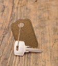 Silver key with blank tag Royalty Free Stock Photo