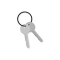 Silver key, Door or padlock keys on key ring vector illustration isolated on white background. Royalty Free Stock Photo